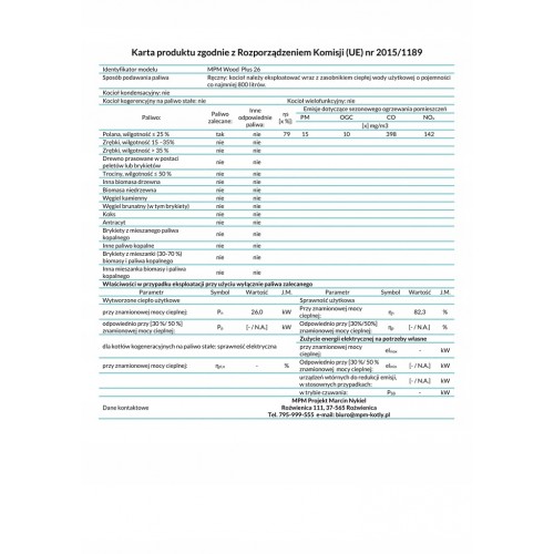 Kocioł MPM Wood Plus 26 kW